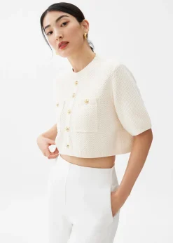 Knit Round Neck Crop Blouse