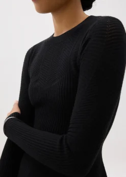 Knit Round Neck Peplum Top