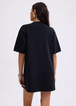 Knit Round Neck Shift Mini Dress