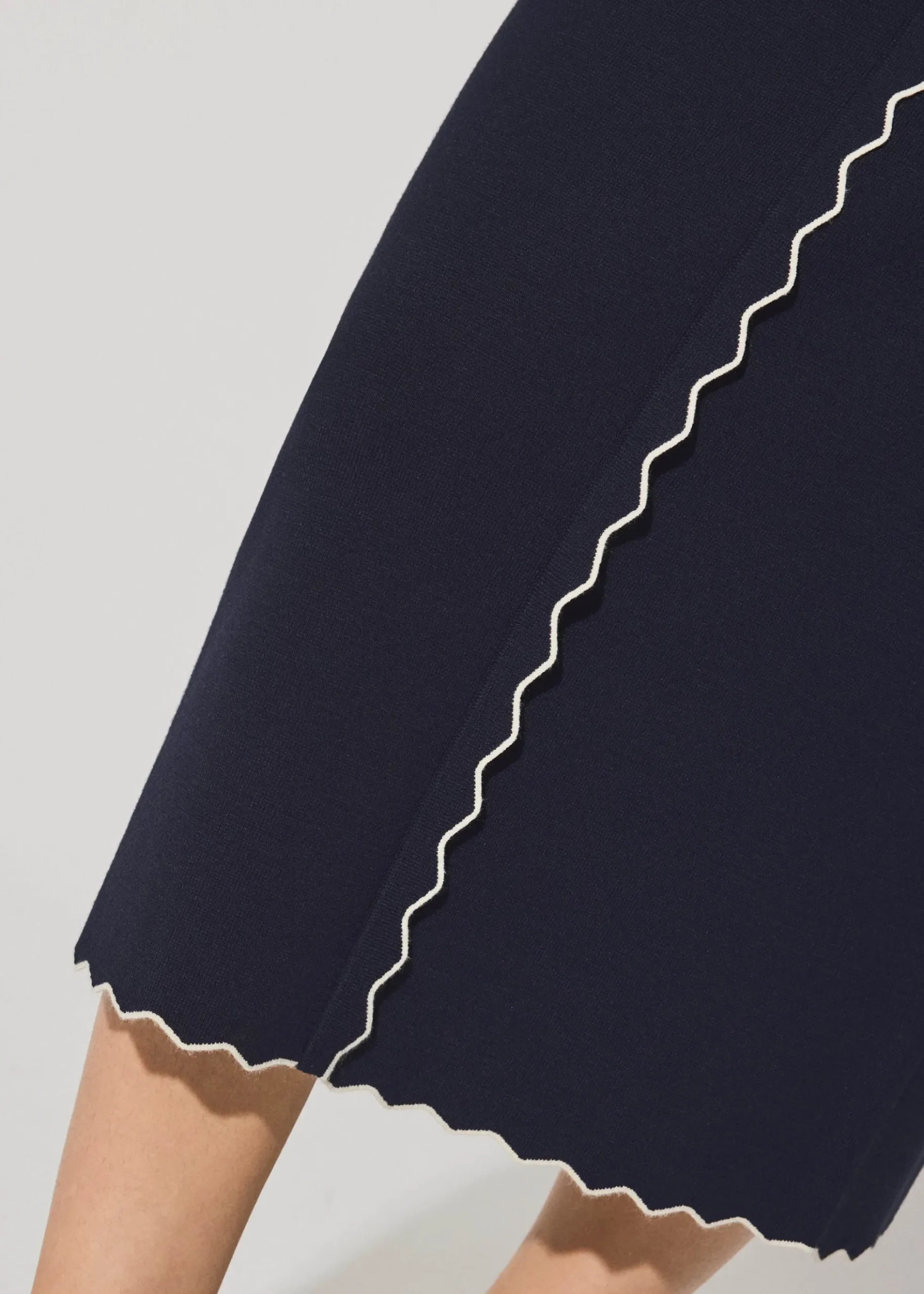 Knit Scallop Edge Column Midi Skirt