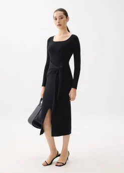 Knit Square Neck Bodycon Midaxi Dress
