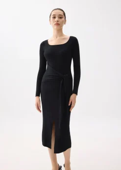 Knit Square Neck Bodycon Midaxi Dress