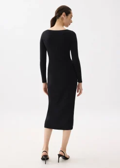 Knit Square Neck Bodycon Midaxi Dress