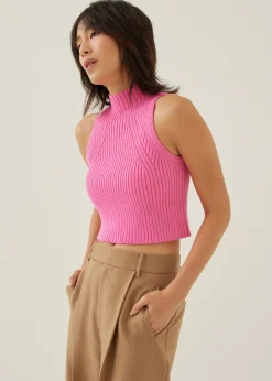 Knit Turtleneck Crop Tank Top