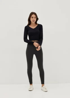 Knit V-neck Fitted Crop Sweater