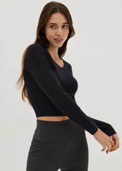 Knit V-neck Fitted Crop Sweater