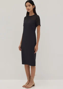 Kristen Round Neck Column Midi Dress