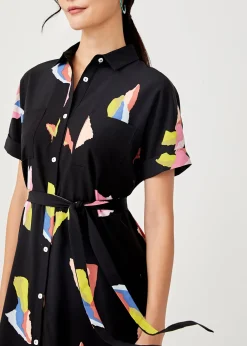 Kyleigh Printed Button-down Shirt Dress