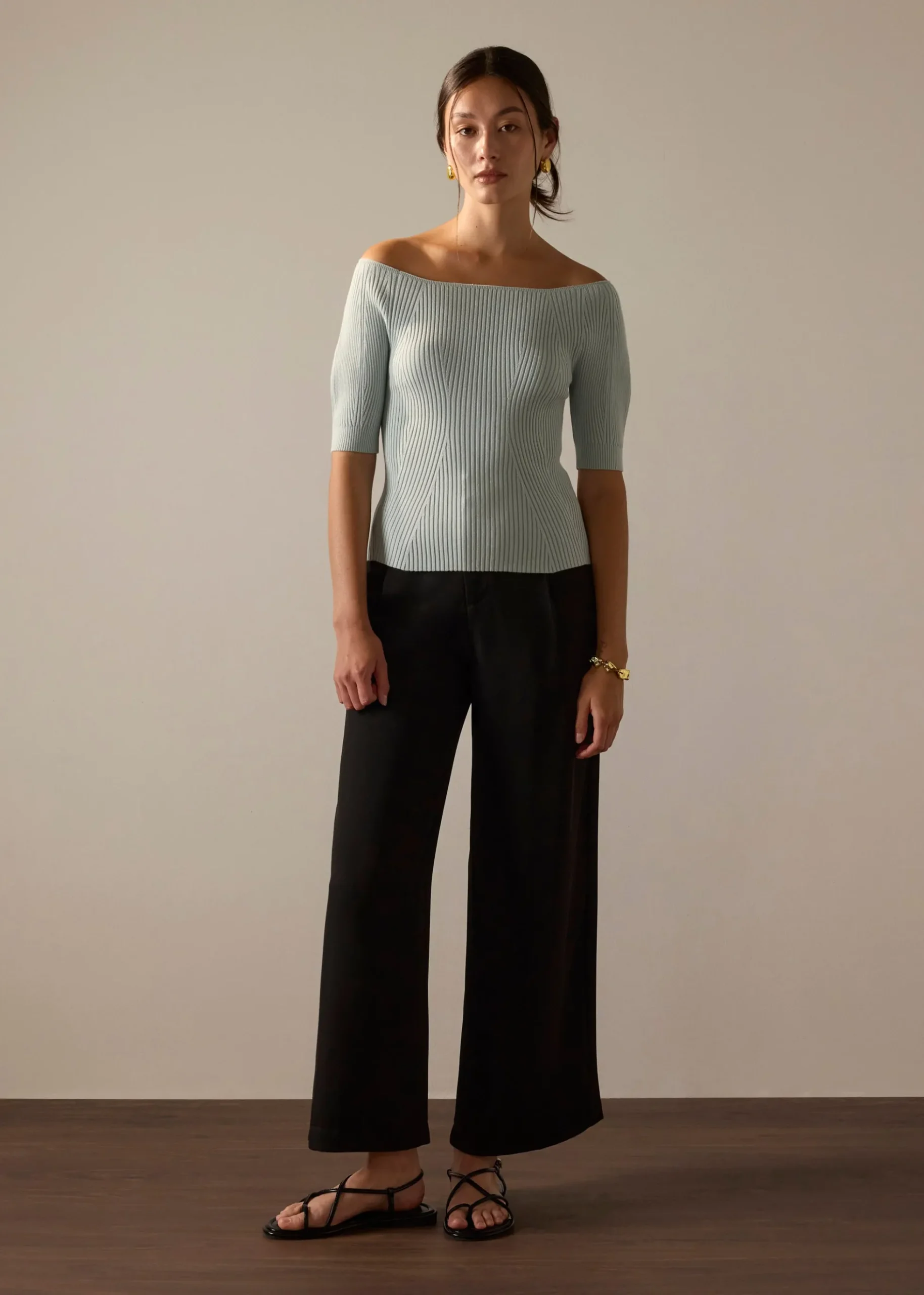 Kyo Ribbed Knit Fitted Top