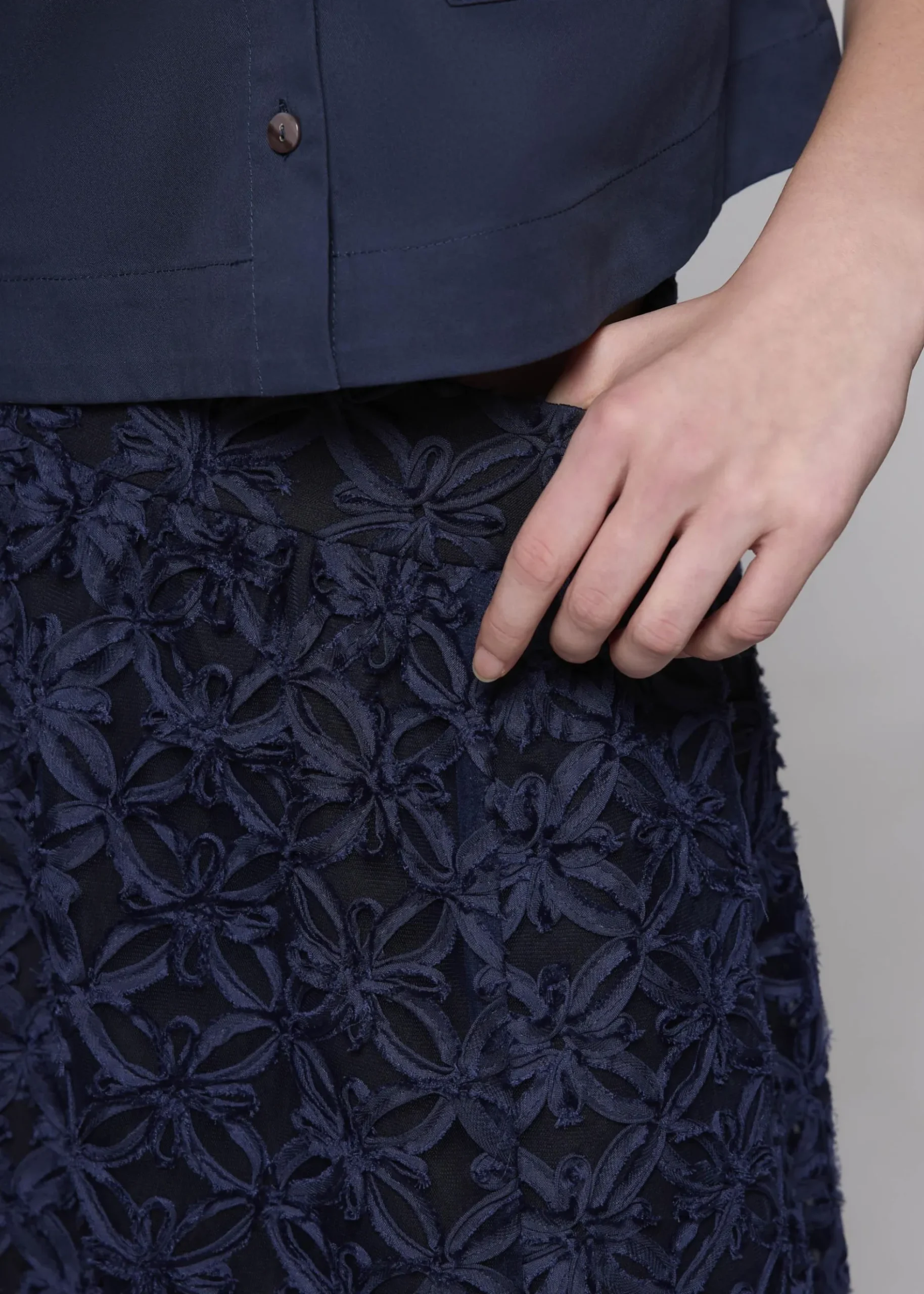 Lace High Waist Flare Maxi Skirt