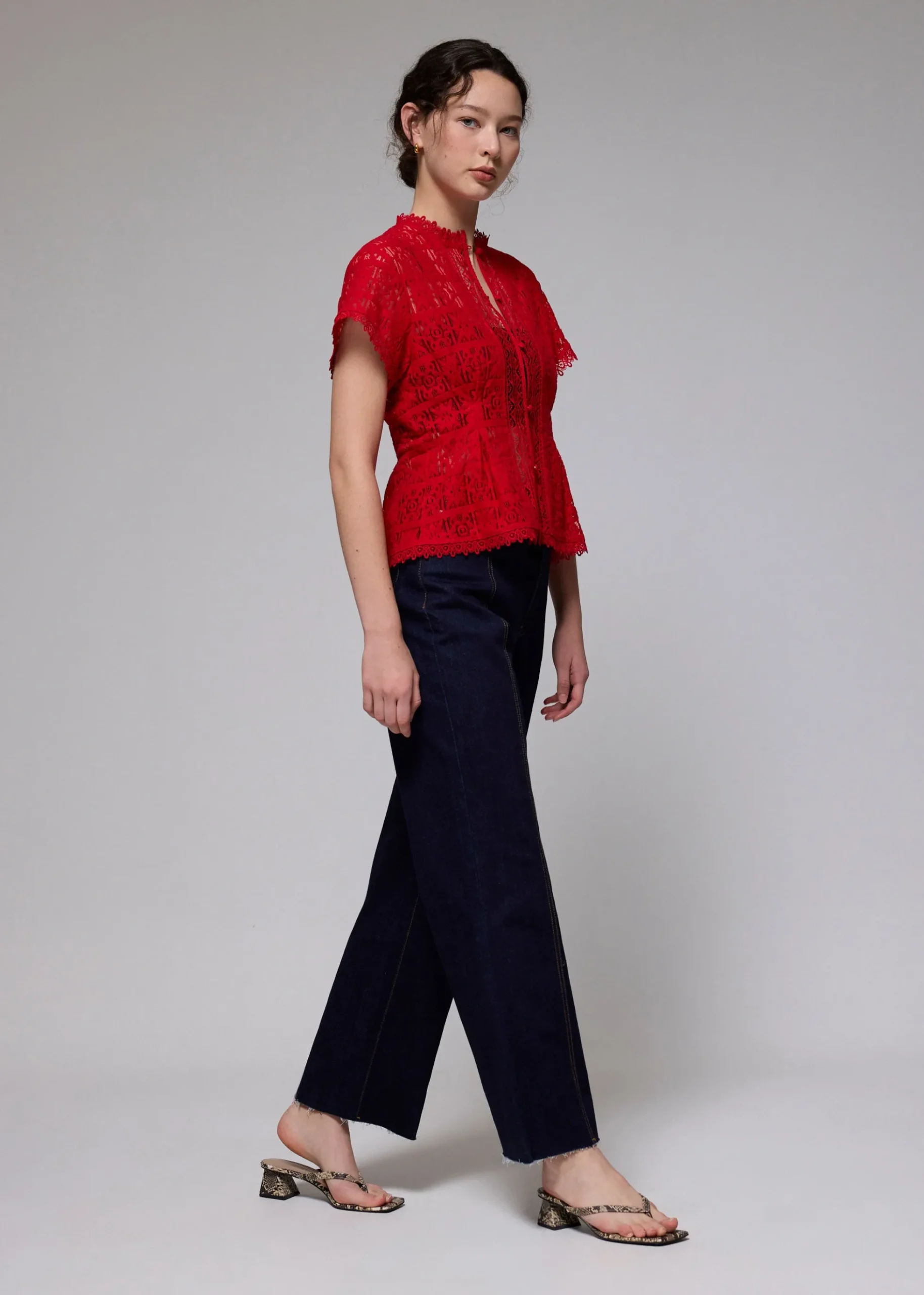 Lace Round Neck Fit & Flare Top
