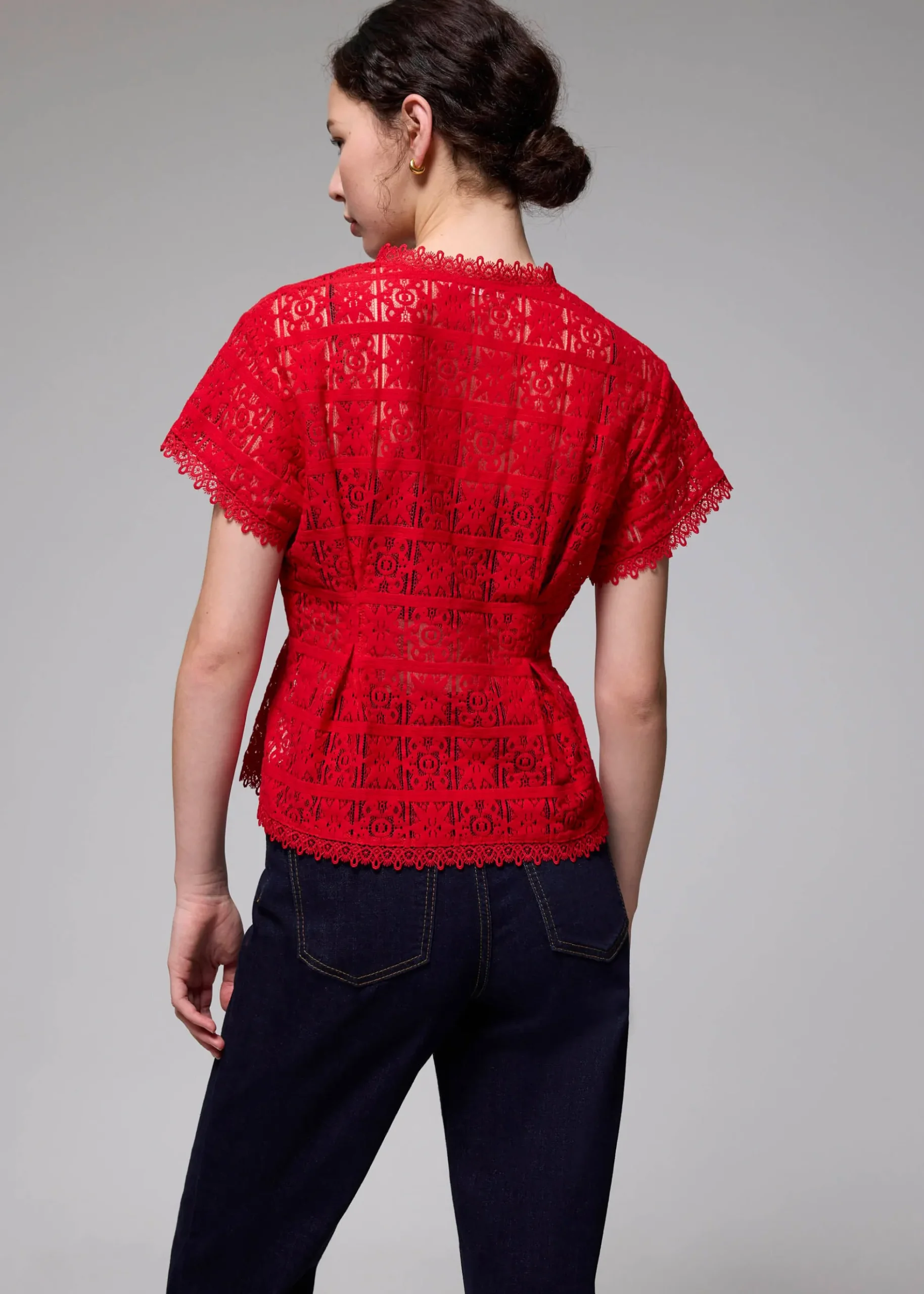 Lace Round Neck Fit & Flare Top