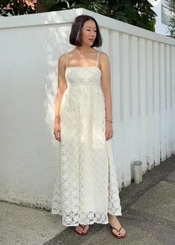 Lace Square Neck Fit & Flare Maxi Dress