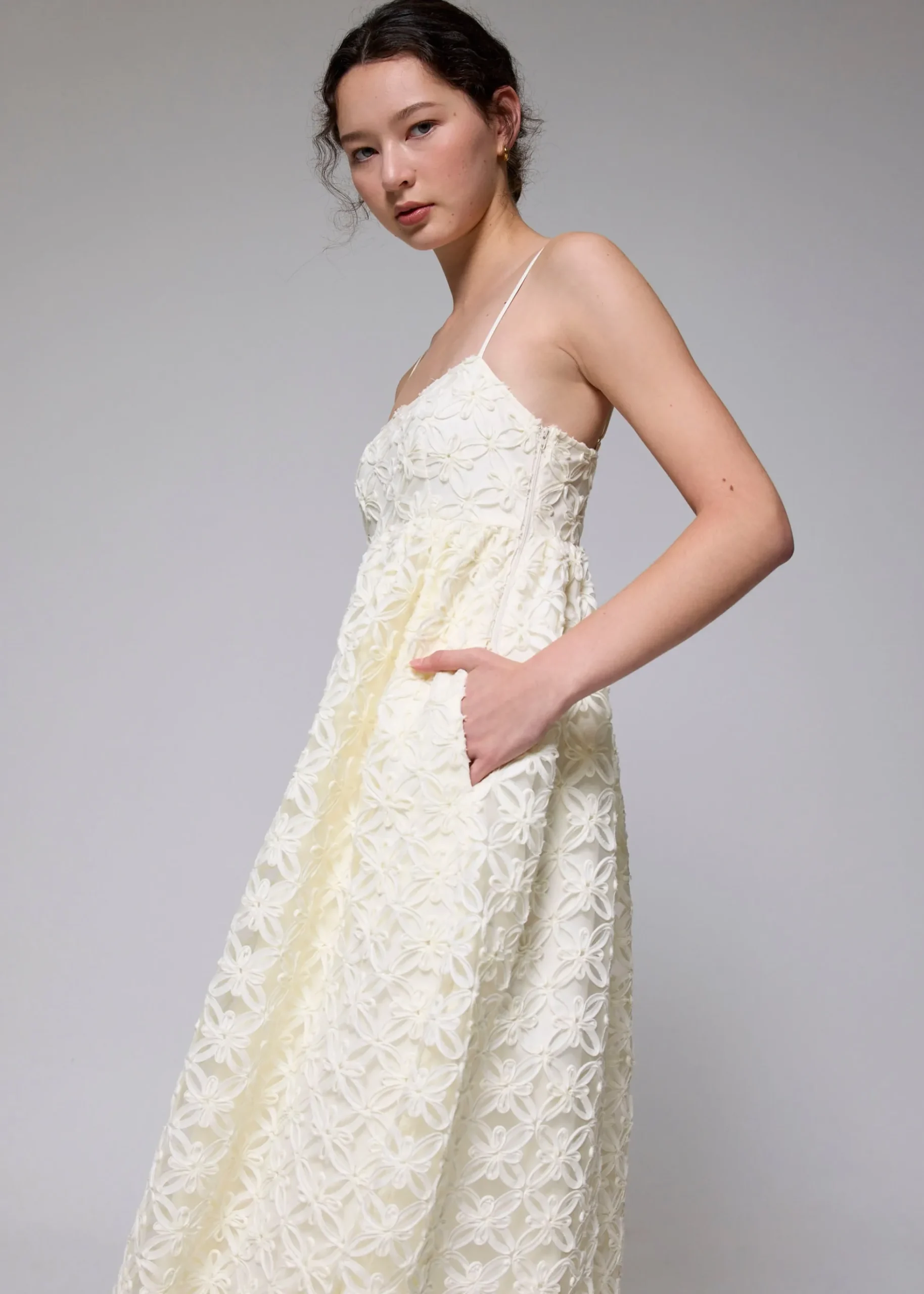 Lace Square Neck Fit & Flare Maxi Dress