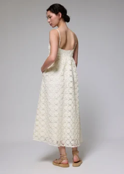Lace Square Neck Fit & Flare Maxi Dress
