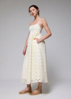 Lace Square Neck Fit & Flare Maxi Dress