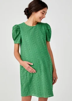 Lachelle Maternity Broderie Anglaise Puff Sleeve Dress