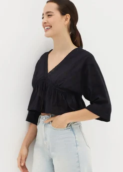 Laila Broderie Peplum Top