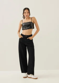 Lanley Padded Sequin Crop Camisole Top
