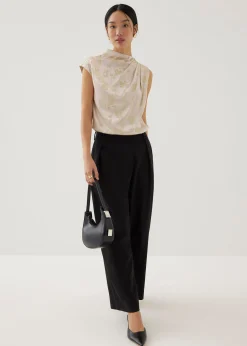 Lanna Asymmetric Satin Drape Top in Opulent Florals