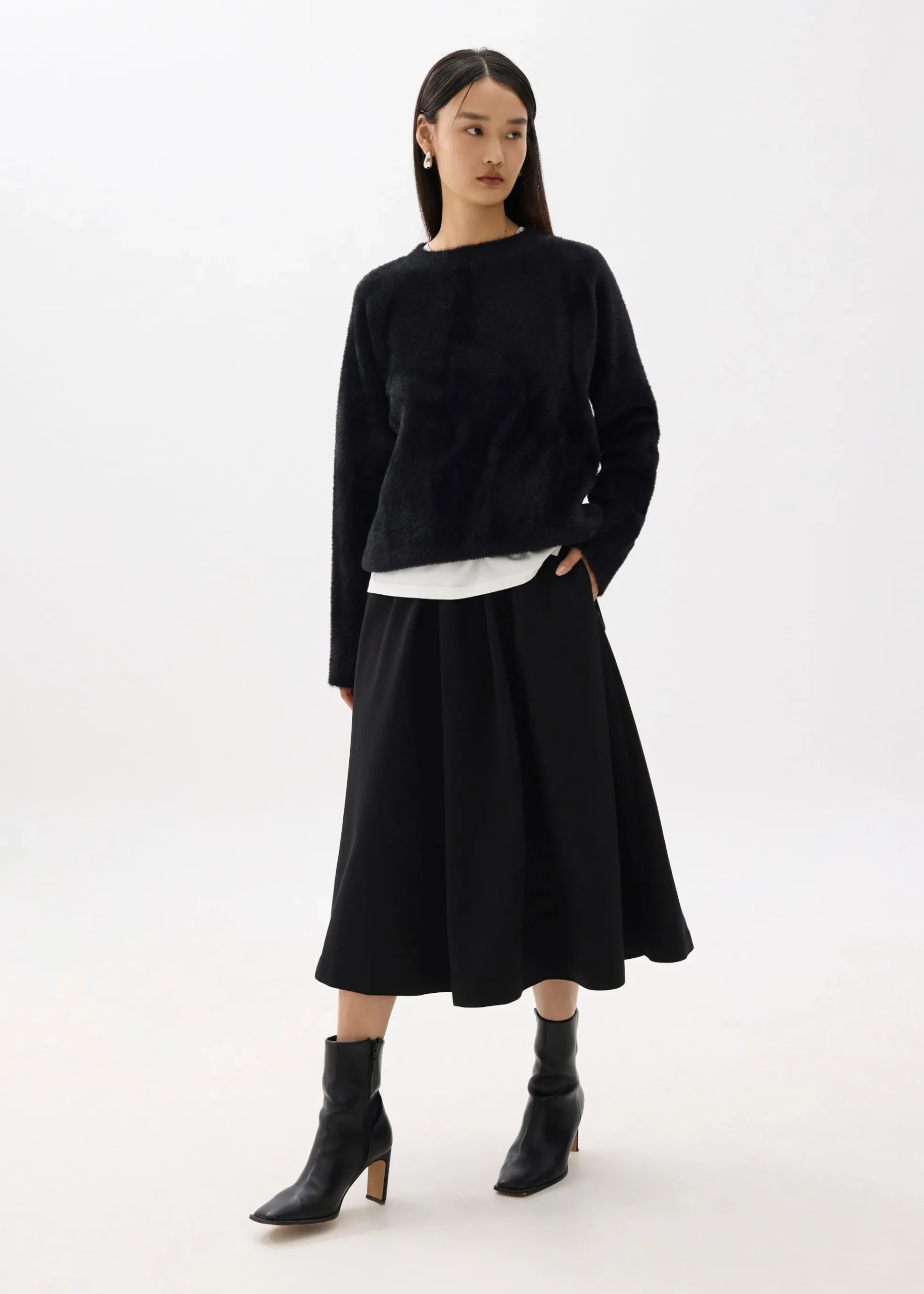 Lara Elastic Reversible Pleated Midi Skirt