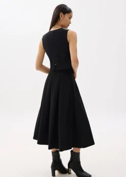 Lara Elastic Reversible Pleated Midi Skirt