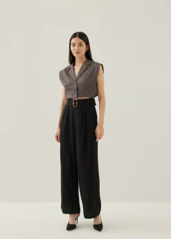 Larsie Tailored Linen Cropped Shirt