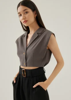 Larsie Tailored Linen Cropped Shirt