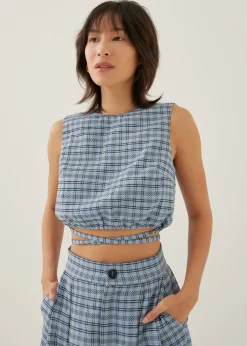 Larson Textured Gingham Crop Top