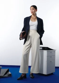 Leggy™ Andy Tailored Pinstripe Super High Waist Straight Leg Pants