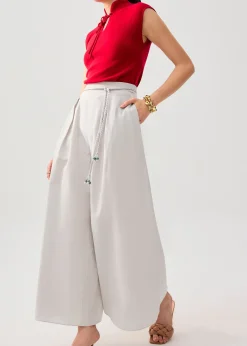 Leggy™ Belted Cotton Wide Leg Pants