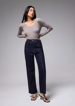 Leggy™ Denim Pintuck Straight Leg Jeans