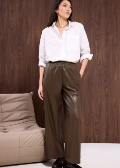 Leggy™ Elastic High Waist Vegan Leather Wide Leg Pants