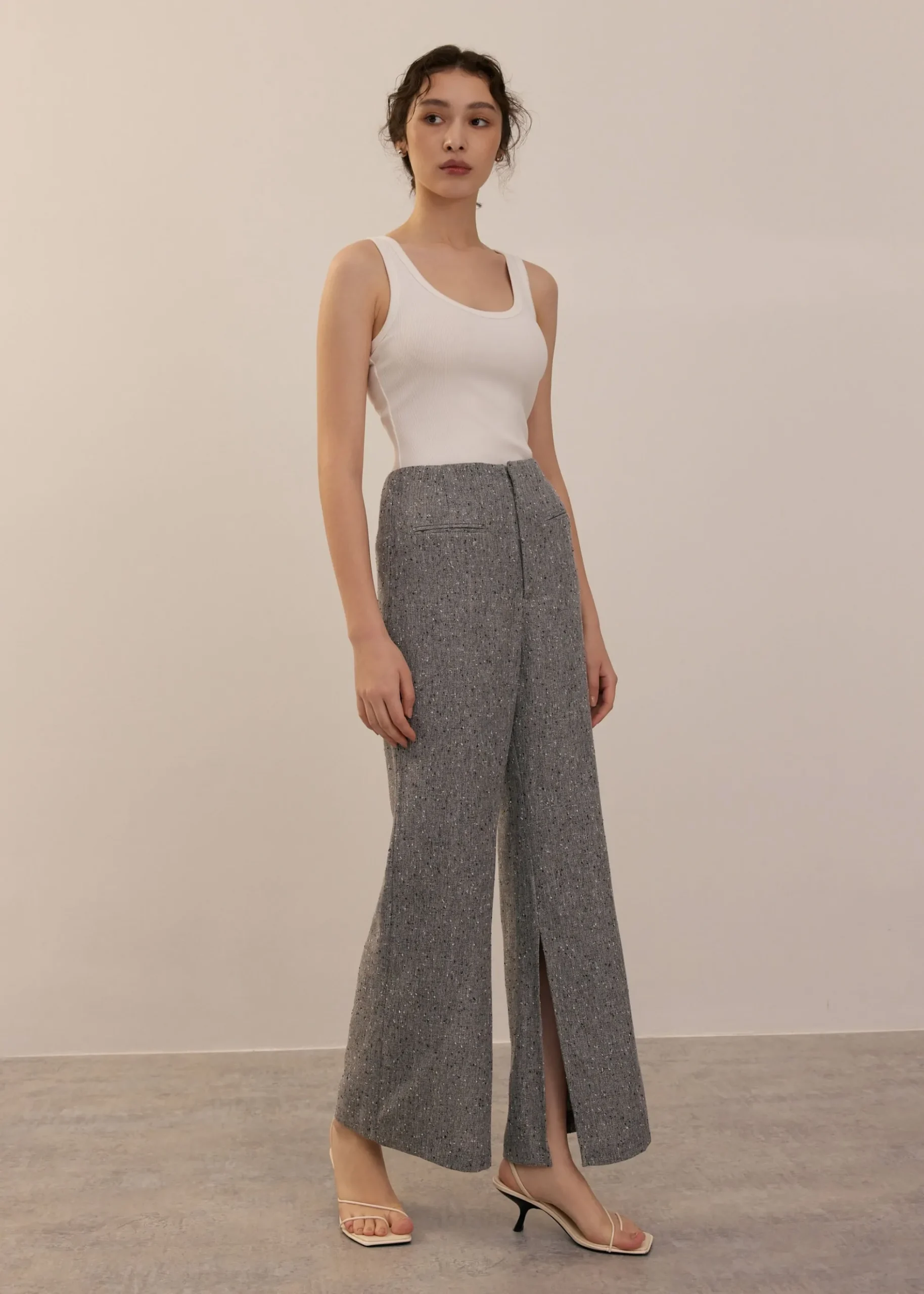 Leggy™ Elastic Tweed High Waist Kick Flare Pants