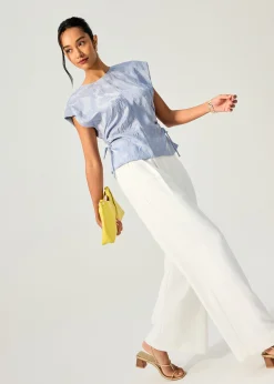 Leggy™ Nadine Crepe Asymmetric Waistband Straight Leg Pants