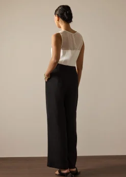 Leggy™ Pia Adjustable Hem Elastic Melange Straight Leg Pants