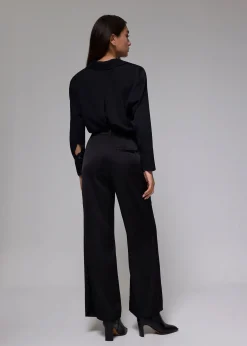 Leggy™ Satin Super High Waist Wide Leg Pants