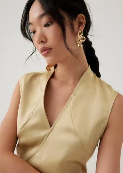 Lei Asymmetric Satin Midaxi Dress