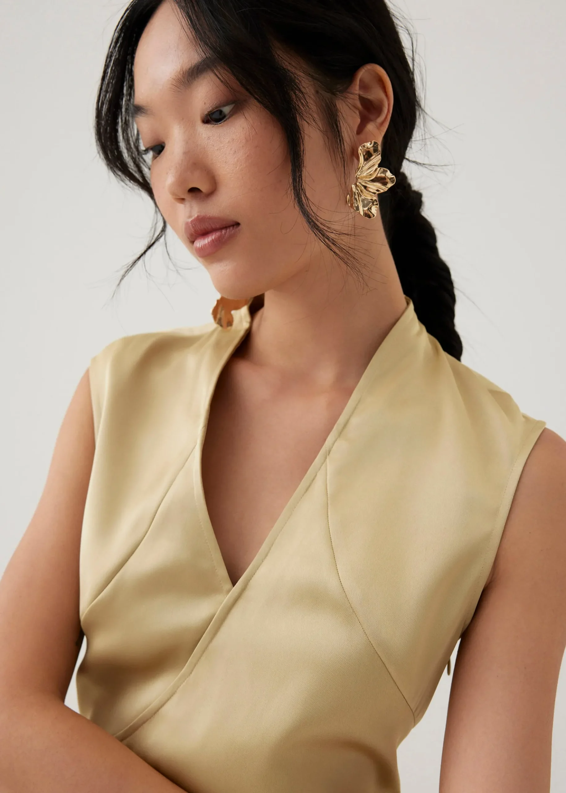 Lei Asymmetric Satin Midaxi Dress