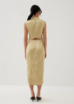 Lei Asymmetric Satin Midaxi Dress