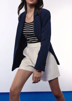 Lei Elastic Tailored Pinstripe Bermuda Shorts