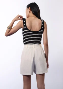 Lei Elastic Tailored Pinstripe Bermuda Shorts