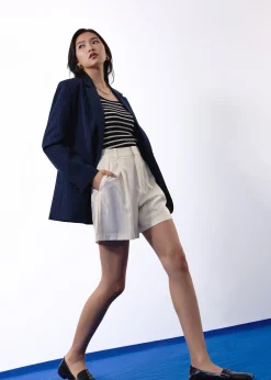 Lei Elastic Tailored Pinstripe Bermuda Shorts
