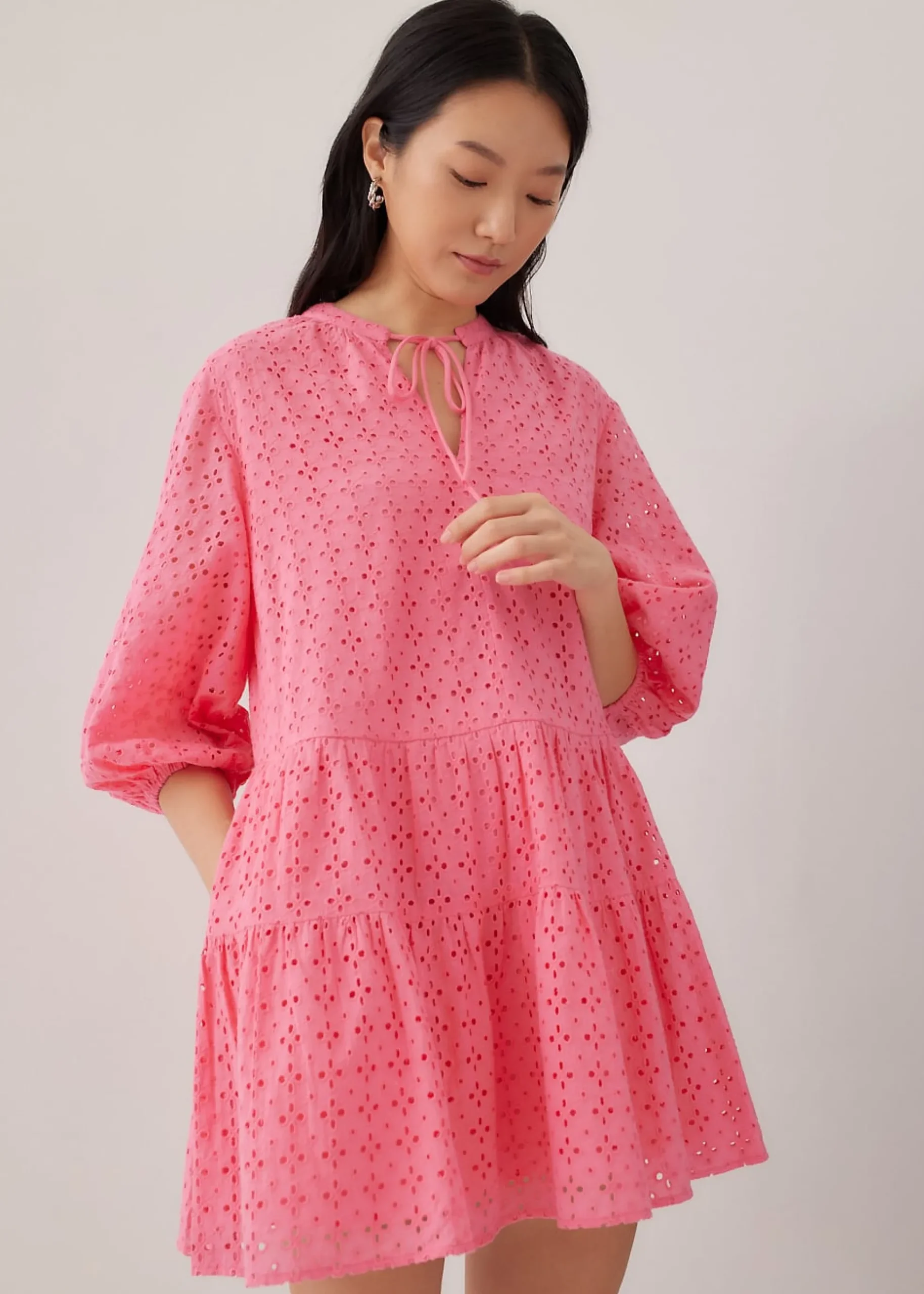 Leni Broderie Tiered Mini Dress