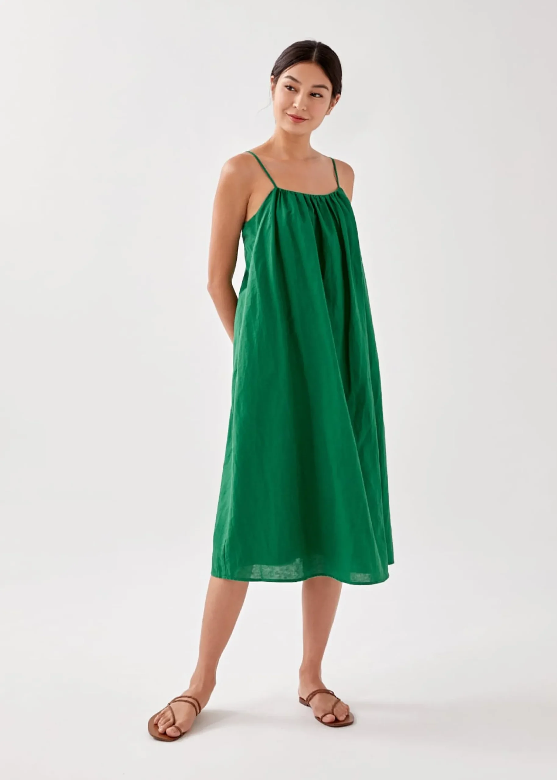 Leone Tie Back Textured Midaxi Dress