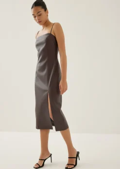 Lettie Pleather Column Midi Dress