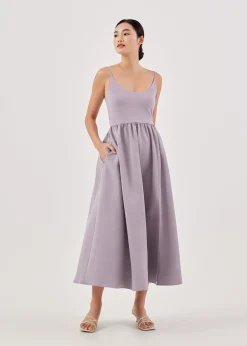 Lexa Contrast Scoop Neck Flare Dress