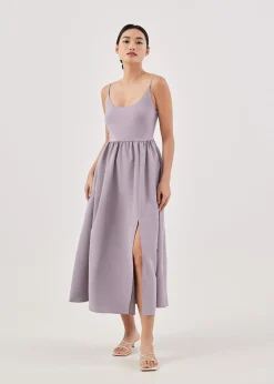 Lexa Contrast Scoop Neck Flare Dress