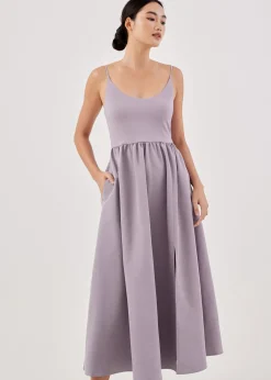 Lexa Contrast Scoop Neck Flare Dress