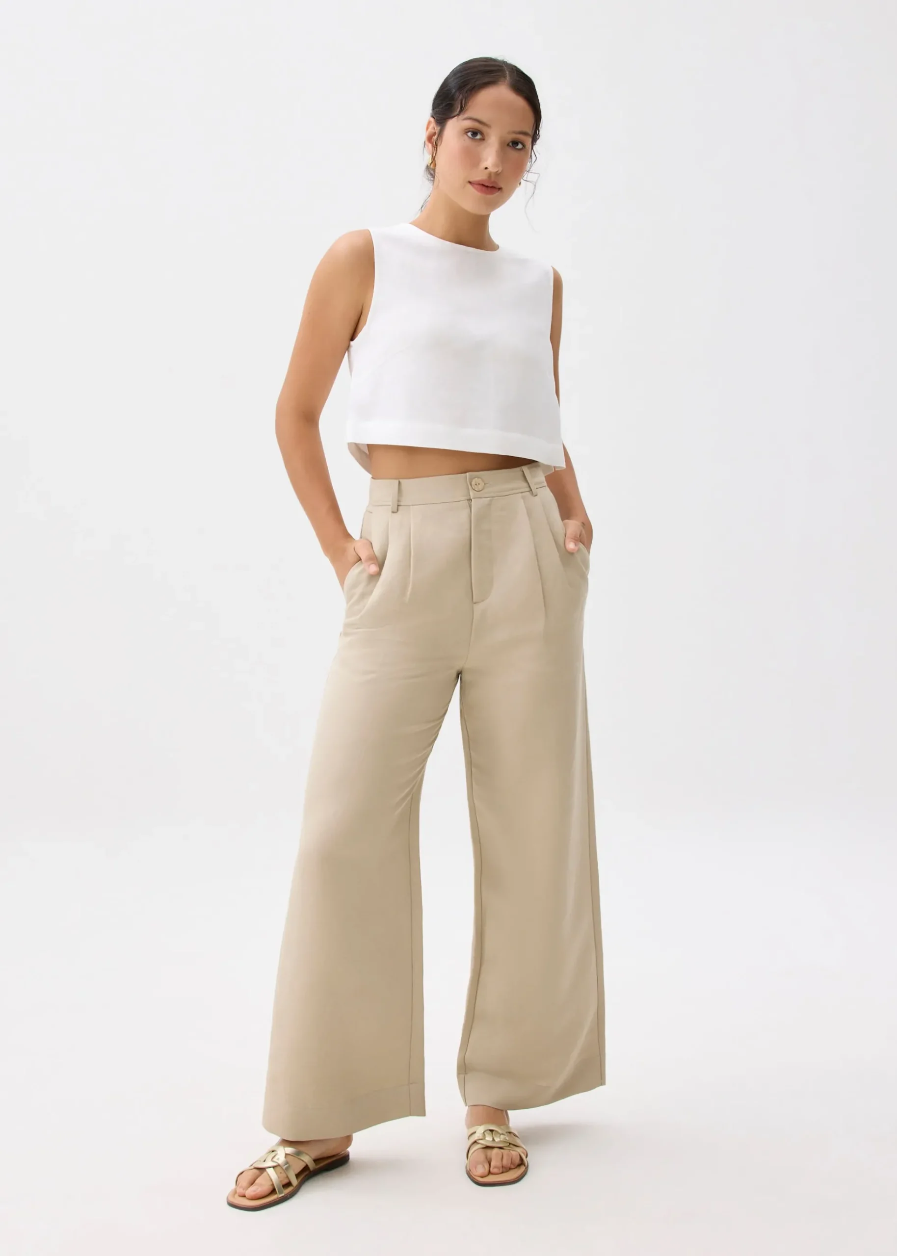 Liana Linen Crop Shell Top